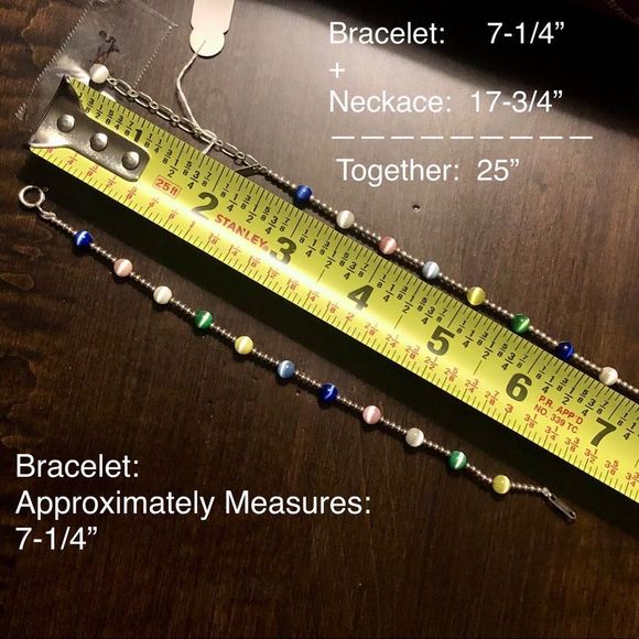 VTG Sterling Silver Multicolor Cats Eye Station Beaded Choker Necklace Extension - Picture 4 of 15